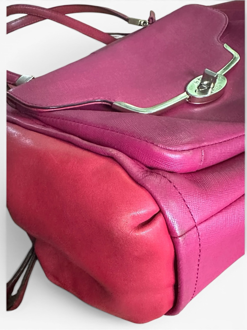 Coach Pink Saffiano Leather Satchel Barbiecore Y2K Shoulder Bag Tote✨ - Picture 16 of 16